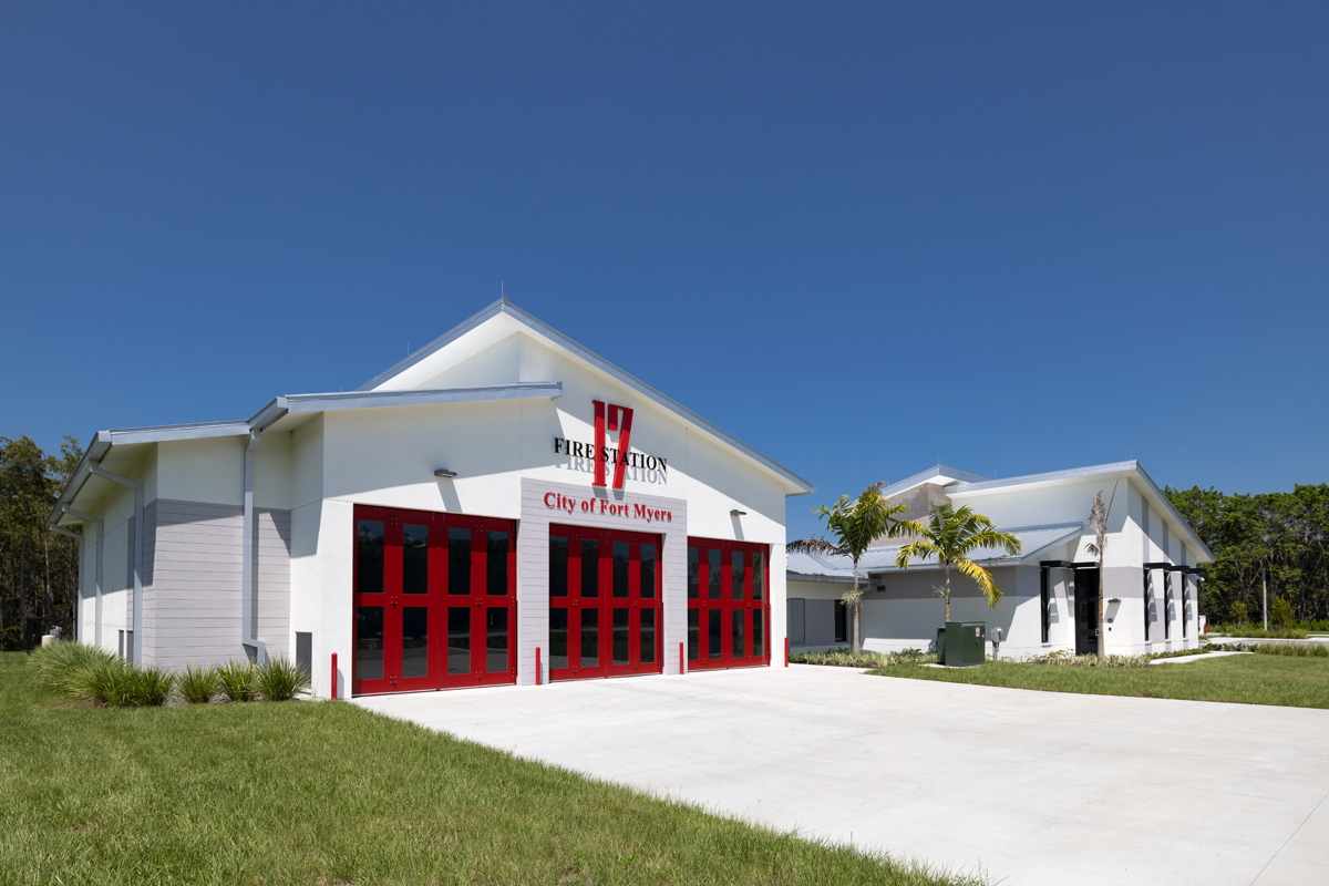 Architectural view of the Fire and Rescue Station 17 Fort Myers, FL.